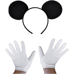 Resim Nessiworld Siyah Mickey Mouse Tacı ve Beyaz Eldiven Seti 