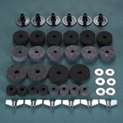 Resim 21 adet / takım Premium Zil Keçeleri ve Kol Seti - Hi-hat Debriyaj Keçesi, Hi Hat Kupası Keçesi, Zil Standı Kolları, Taban Kanat Somunları ve Zil Yıkayıcı içerir - Davullarınızı Koruyun ve Sesinizi Geliştirin 
