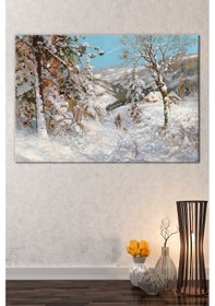 Resim Yeni Yıl New Year Yılbaşı Kış Yağlıboya Efektli Doğa Manzara Dekoratif Kanvas Tablo (8 Farklı Ölçü) 90 x 60q 