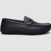Resim %100 Hakiki Deri Lacivert Örgü Desenli Erkek Loafer-lacivert Lacivert 