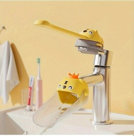 Resim Tongdashop Sarı 2'li Musluk Uzantısı Kaplan Desenli Su Sıçratmaz Banyo Lavabo Duş 