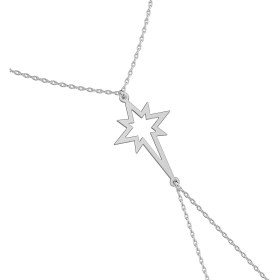 Resim İndigo Takı Sade Kutup Yıldızı Beyaz Gümüş Şahmeran 