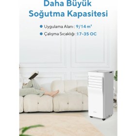 Resim Kumtel Juniper Portatif Taşınabilir Klima KMPAC-7 Beyaz Renk 7000 BTU Uzaktan Kumanda Kontrol Özelliği 