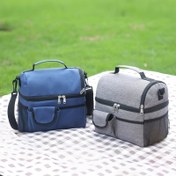 Resim Kabartmalı Buz Poşeti ile Çift Katmanlı Yalıtımlı Öğle Yemeği Çantası - Siyah, Yiyecek ile Temas Yapmayan, Piknikler için İdeal, Taşınabilir ve Dayanıklı Polyester, Piknik Gereksinimleri|Şık Öğle Yemeği Çantası|Dayanıklı Polyester Çanta, Yalıtımlı Öğle Yemeği Çantası,Okula Dönüş 