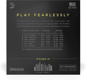 Resim D'Addario E Gitar Telleri | Gitar Telleri E Gitar | Elektro Gitar Telleri | NYXL0946-P Nikel Sargı Elektro Gitar Telleri Süper Hafif Üst Standart Alt 9-46 3 Set 