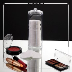 Resim Evroya Home Şeffaf Disk Pamukluk Organizeri Makyaj Pamuk Koyma Kutusu 