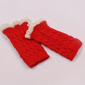 Resim Kadınlar İşlemeli Kablo Döşeme Eldivenleri - Akrilik, Yörüngeli Desen, El Yıkamaya Uygun, Esnek Olmayan, Çıkışışı İşlemeli - 1 Çift 