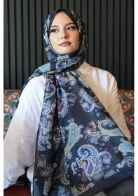 Resim Afvente Paisley Desen Lacivert Soft Pamuk Şal Çok Renkli 