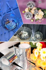 Resim Nactumu Gümüş Renk Aynalı Mozaik Taşlı Dekoratif Şerit - 1 Metre (4 cm x 1 mt) 