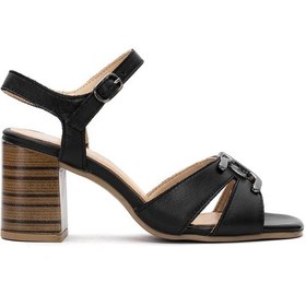 Resim Venüs 2108520y Kadın Hakiki Deri Topuklu Sandalet Siyah Siyah 