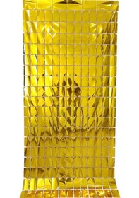 Resim Metalize Arka Fon Gold Pötikare Kapı Perdesi 100x200 Cm 