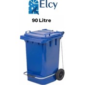 Resim Elcy 90 Litre Tıbbi Atık Plastik Pedallı Çöp Konteyneri Mavi Isıya Karşı Dayanıklı 