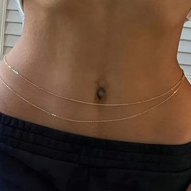 Resim Çift Katmanlı Altın Metal Bel Zinciri Kemer - Kadınlar için Şık ve Seksi Karın Takısı, Plaj veya Festival Etkinlikleri İçin Mükemmel, Günlük Aksesuar, Minimalist Tasarım, Zarif Yapı 