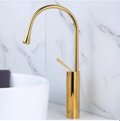 Resim Fause Yüksek Çanak Lavabo Bataryası Pelicano Altın Ksl105-G 