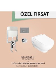 Resim İsvea Kanalsız Asma Klozet + Gömme Rezervuar Seti 5 Parça Set 