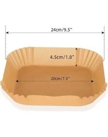 Resim Storemax Fryer Pişirme Kağıdı, Hava Fritözü Kağıdı, Fırın Pişirme Kağıdı, Xl ve Xxl Uygun, Tarım Bakanlığı Onaylı, Kare Tabak, Koruma Tabağı ile Birlikte, 20X20+4,5 Cm, 100 Adet 