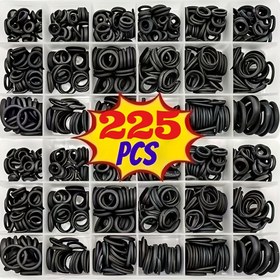Resim 225 Parça O-Ring Seti, 18 Boyutlu Kombinasyon Kit, Otomotiv Tamiri, Musluk Boruları, Hava veya Gaz Bağlantıları için Metrik Nitrür Lastik O-Ring, Yağ ve Isıya Dayanıklı 