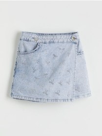 Resim LC Waikiki LCW Kids Taşlı Kız Çocuk Jean Şort Etek 