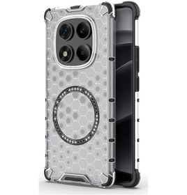 Resim Redmi Note 14 Pro 4g Global Petek Manyetik Halka Darbeye Dayanıklı Telefon Kılıfı Beyaz 