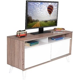 Resim Retro Slide Tv Sehpası Latte-Diamond Beyaz 