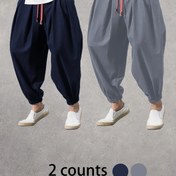 Resim Erkek moda pantolon, rahat ve ip detaylı hip hop bol kesim pantolon, outdoor, erkek giyim 