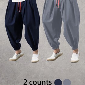 Resim Erkek moda pantolon, rahat ve ip detaylı hip hop bol kesim pantolon, outdoor, erkek giyim 