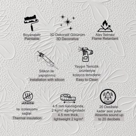 Resim 3D Duvar Paneli Boyanabilir Dekota 60X120 cm / Ağaç Desenli 2'li Paket-1,44 M² 