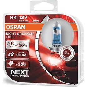 Resim Osram Night Breaker Laser H4 Ampul Takımı %150 Daha Fazla Işık N11.5324 