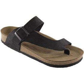 Resim ART'iz Ksantos Hakiki Deri Siyah Parmak Arası Terlik 