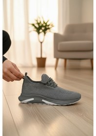Resim Enoch Ortopedik Bağcıksız Görünümlü Örgülü Sneaker Füme 