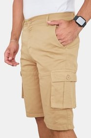 Resim DeepSea Erkek Likralı Gabardin Modern Fit Kargo Kapri Şort - Çok Cepli Yazlık Rahat Kesim Şort 2002014 