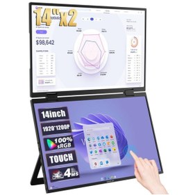 Resim ZEUSLAP Z14W 2x14" Çift Ekran 1920*1200@60Hz Panel Type-C 120% sRGB 400Cd/m² Dokunmatik(ZL-Z14W) 