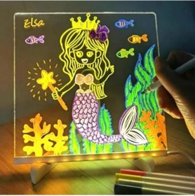 Resim Led Aydınlatmalı Yazı Ve Çizim Tahtası - Küçük Boy 20x20 Cm Çok Renkli 