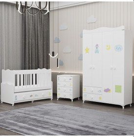 Resim Elegant Yıldız 4 Bebek Odası Takımı - Uykucu Beyaz 