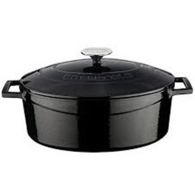 Resim Lava Döküm Oval Tencere 21x25 Cm - Siyah 