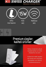 Resim SWISS CHARGER Kablosuz Şarj Standı Apple Iphone Android Uyumlu Wireless Şarj 