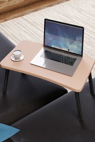 Resim interGO Renkli Laptop Sehpası Katlanabilir Yatak Koltuk Üstü Kahvaltı Bilgisayar Sehpası - Capuccino 