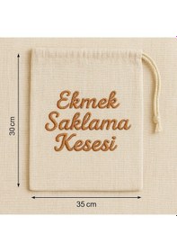 Resim Ekmek Saklama Kesesi Müslin Nakışlı Ekru 