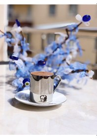 Resim Acar Gümüş Aynalı Atatürk Resim Desen Porselen Türk Kahvesi Fincanı 