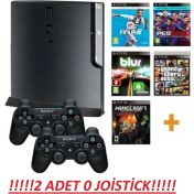 Resim Sony Playstation 3 +Slim Kasa+ 500GB + 180 Oyun+ 2 Sıfır Joistick 