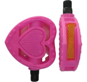 Resim Güçlü Bisiklet Motosiklet Kalpli Kız Çocuk Pedalı 16 ve 20 Jant Bisikletlere Uygun Reflektörlü Pembe Renk 