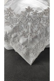 Resim DİLEX Bohça Çeyizlik Bohça Gelin Bohçası Damat Bohçası Saten Piliseli Beyaz 