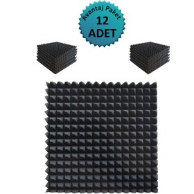 Resim Birlik Sünger Akustik Ses Yalıtım Süngeri 50 x 50 x 4 Piramit Kesim Yapışkansız 12 Adet 
