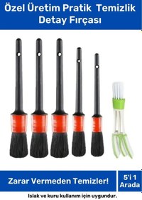 Resim Özel Üretim Pratik Islak Kuru Otomobil Oto Araç Araba Klima Temizlik Detay Fırçası 5+1 Set 