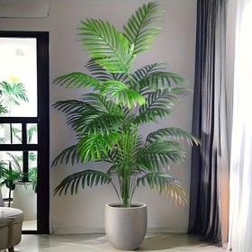 Resim Gerçekçi Yapay Palmiye Ağacı - 119.99 cm Yüksek Kaliteli Plastik Tropikal Bitki İç/Dış Mekan Dekoru için, Zeminde Durur, Saksı/Güç Gerekmez, Ev, Ofis, Bahçe, Düğünler ve Noel, Cadılar Bayramı, Paskalya, Kahverengi Palmiye Günü, Müharrem/Islami Yeni Yıl için Mükemmel, Çok Yönlü Dekor Parçası | Lüks Görünüm | Saksıya Gerek Yok, Palmiye Ağacı Dekoru 