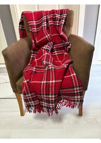 Resim Oxford Scotch Diz Üstü Battaniye Kırmızı Kırmızı 