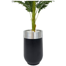 Resim Areka Palmiyesi 170cm Metal Siyah Gümüş Darbuka Saksıda H 