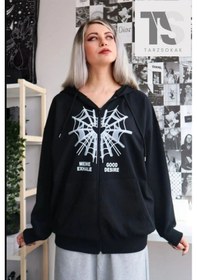 Resim Adrift Örümcek Ağ Desire Sweatshirt Fermuarlı Hırka Siyah 