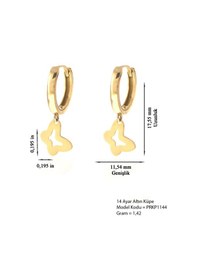 Resim Prenses Pırlanta 1.7 Cm Kadın 14 Ayar Altın Kelebek Sallantılı Kü 