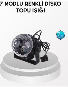 Resim 7 Renk Modlu Müzik Sensörlü Disko Topu Led Işıklı Parti Aydınlatması 